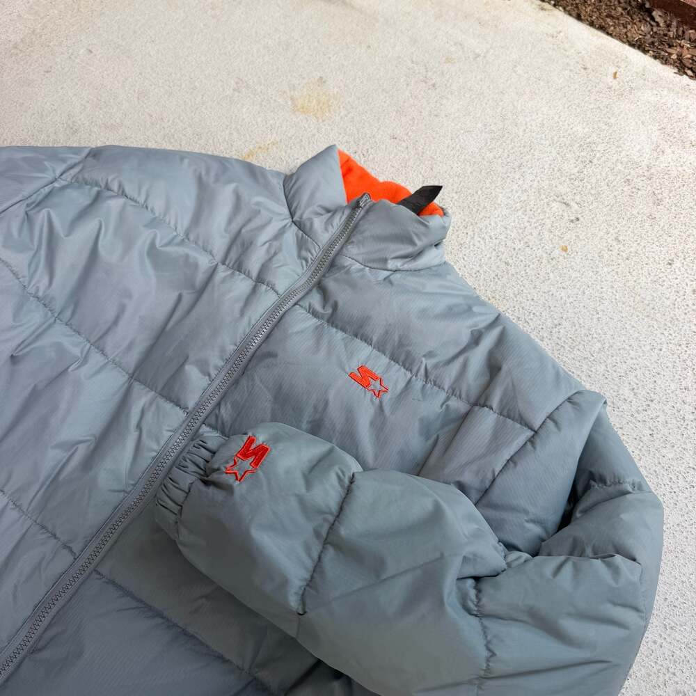 Starter Men's Gray and Orange Down Feather Fill Puffer Jacket